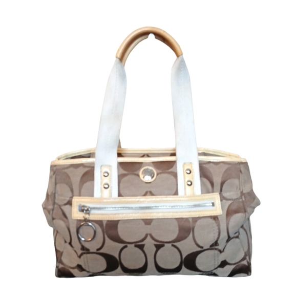 Coach Daisy Signature Tote Tan Jacquard Shoulder Bag - Picture 1 of 16